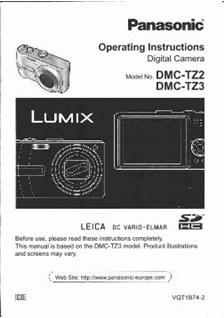 Panasonic Lumix TZ2 manual. Camera Instructions.